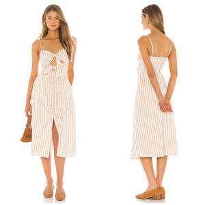 NWT MAJORELLE Joel Midi Dress in Gold Check Size Large